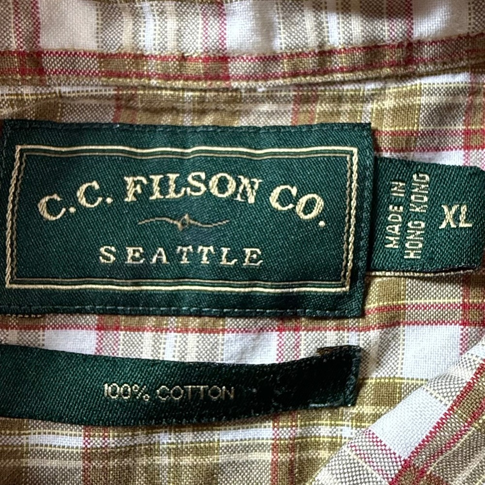Filson Button Down‎ Shirt Mens XL Brown Plaid Cotton Long Sleeve Workwear Casual - Picture 4 of 6